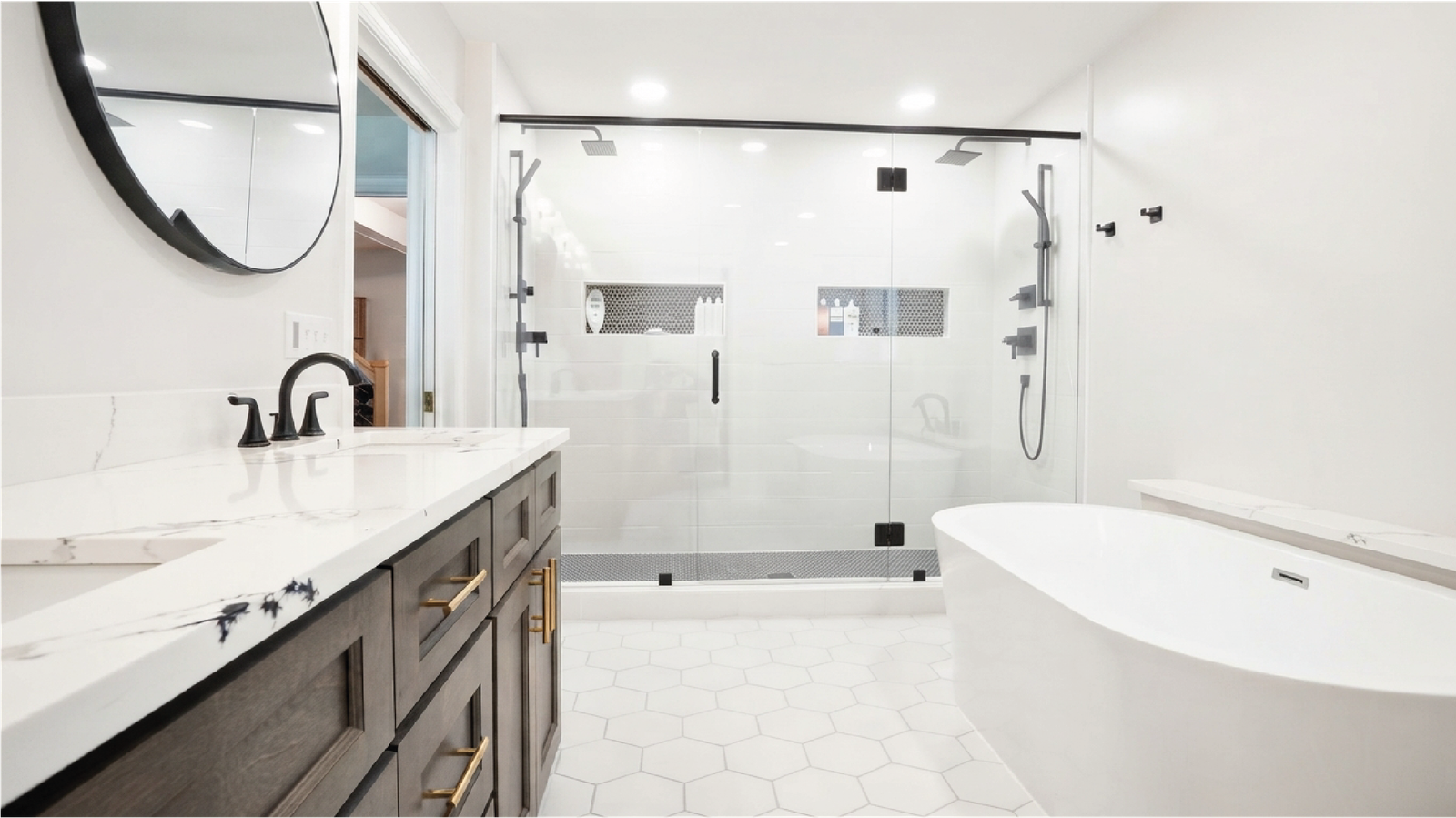 Finished bathroom remodel by RTP Tile Installation — project two