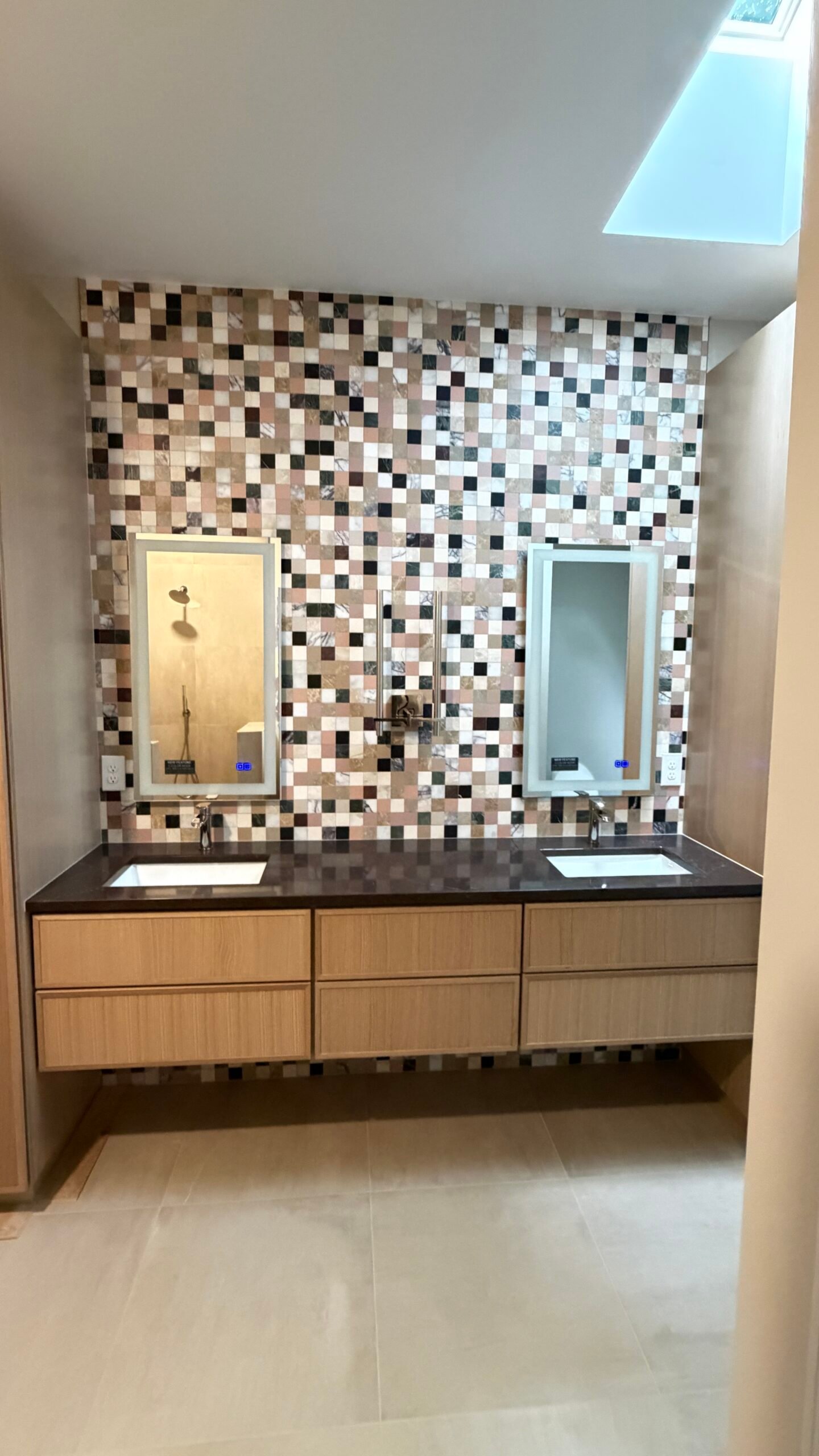 Finished bathroom remodel with custom tile by RTP Tile Installation, North Carolina